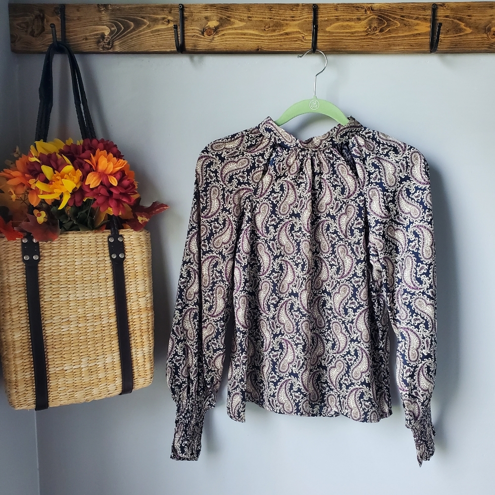 Banana Republic Paisley Long Sleeve Blouse XXS